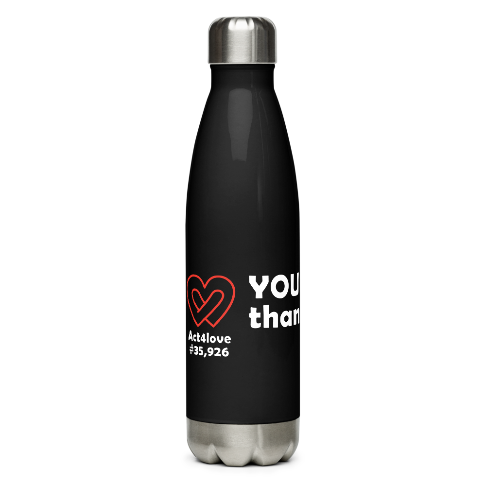 Act4love™ Uplifting Stainless Steel Water Bottle color Black – Limited Edition