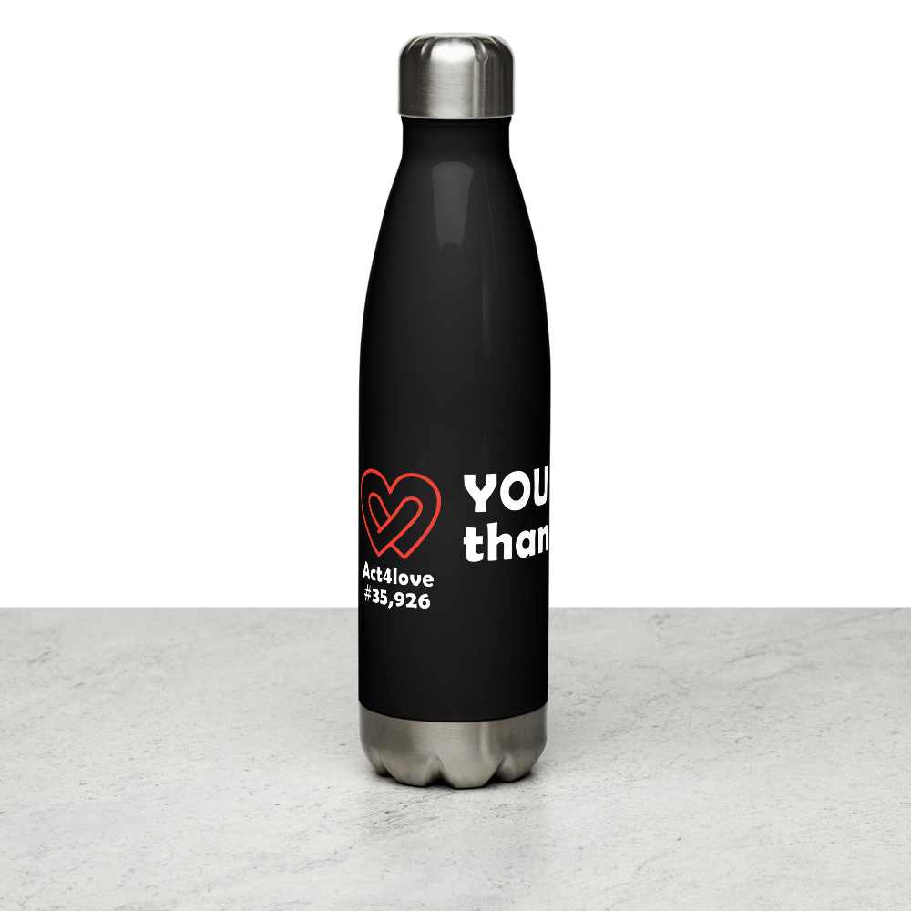 Act4love™ Uplifting Stainless Steel Water Bottle color Black – Limited Edition