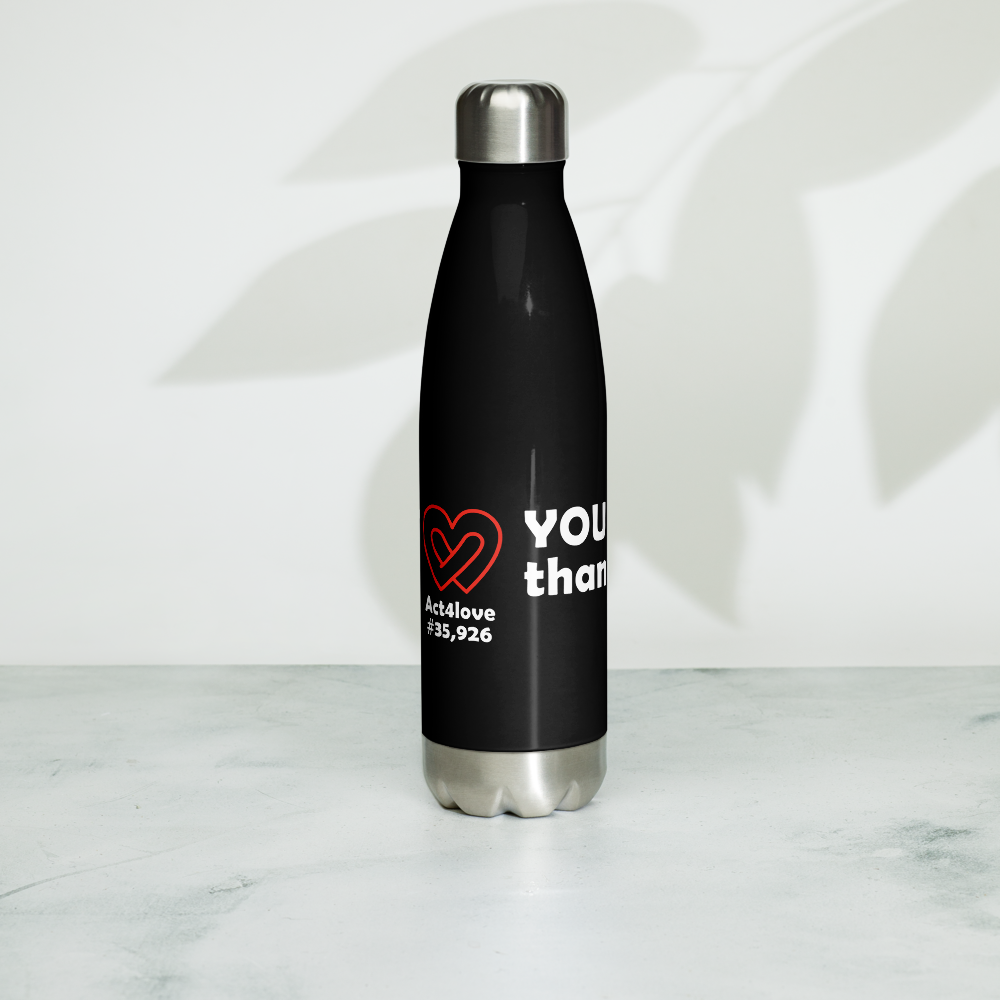 Act4love™ Uplifting Stainless Steel Water Bottle color Black – Limited Edition