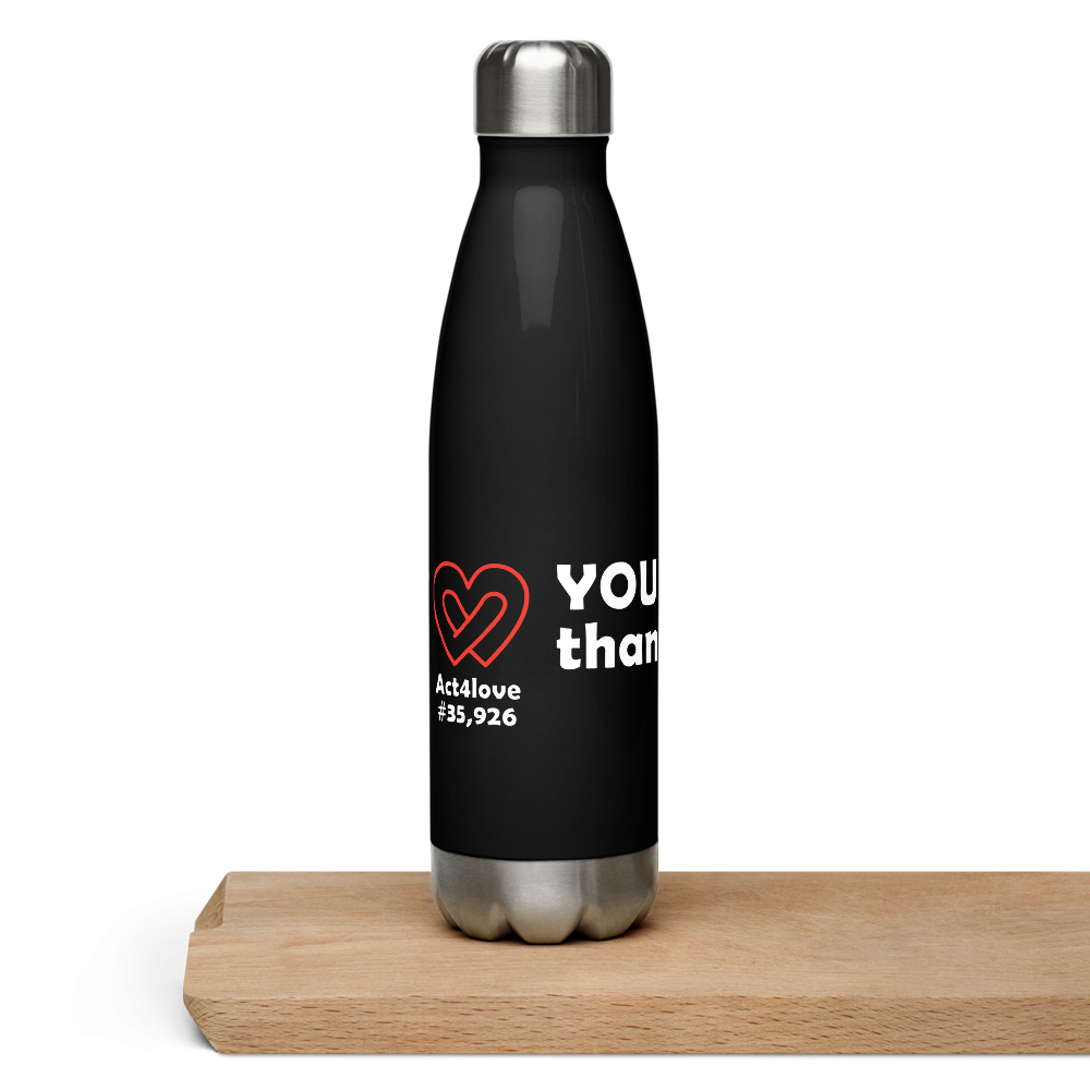 Act4love™ Uplifting Stainless Steel Water Bottle color Black – Limited Edition
