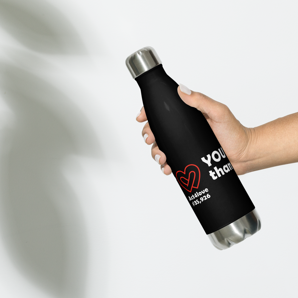 Act4love™ Uplifting Stainless Steel Water Bottle color Black – Limited Edition