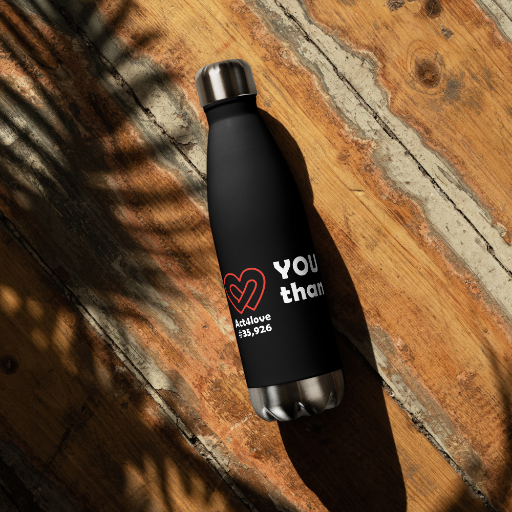 Act4love™ Uplifting Stainless Steel Water Bottle color Black – Limited Edition