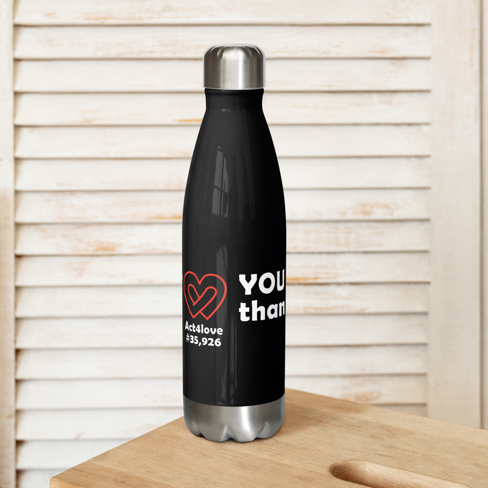 Act4love™ Uplifting Stainless Steel Water Bottle color Black – Limited Edition