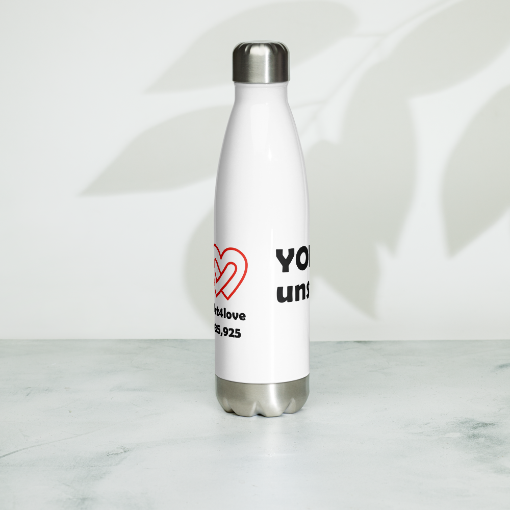 Act4love™ Uplifting Stainless Steel Water Bottle – White - Limited Edition