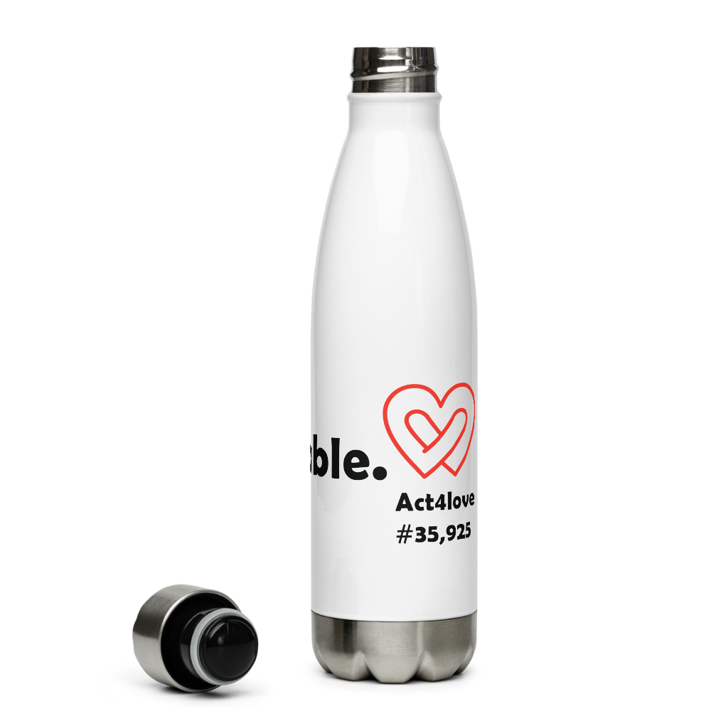 Act4love™ Uplifting Stainless Steel Water Bottle – White - Limited Edition