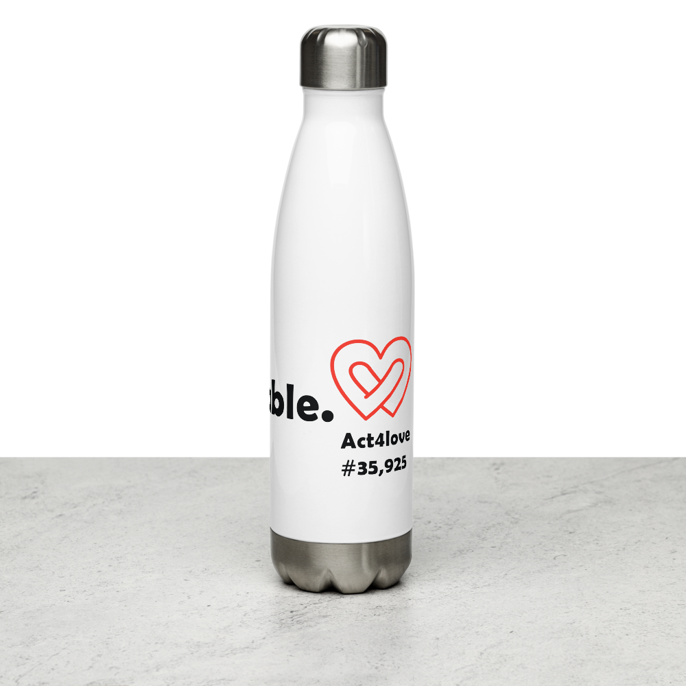Act4love™ Uplifting Stainless Steel Water Bottle – White - Limited Edition