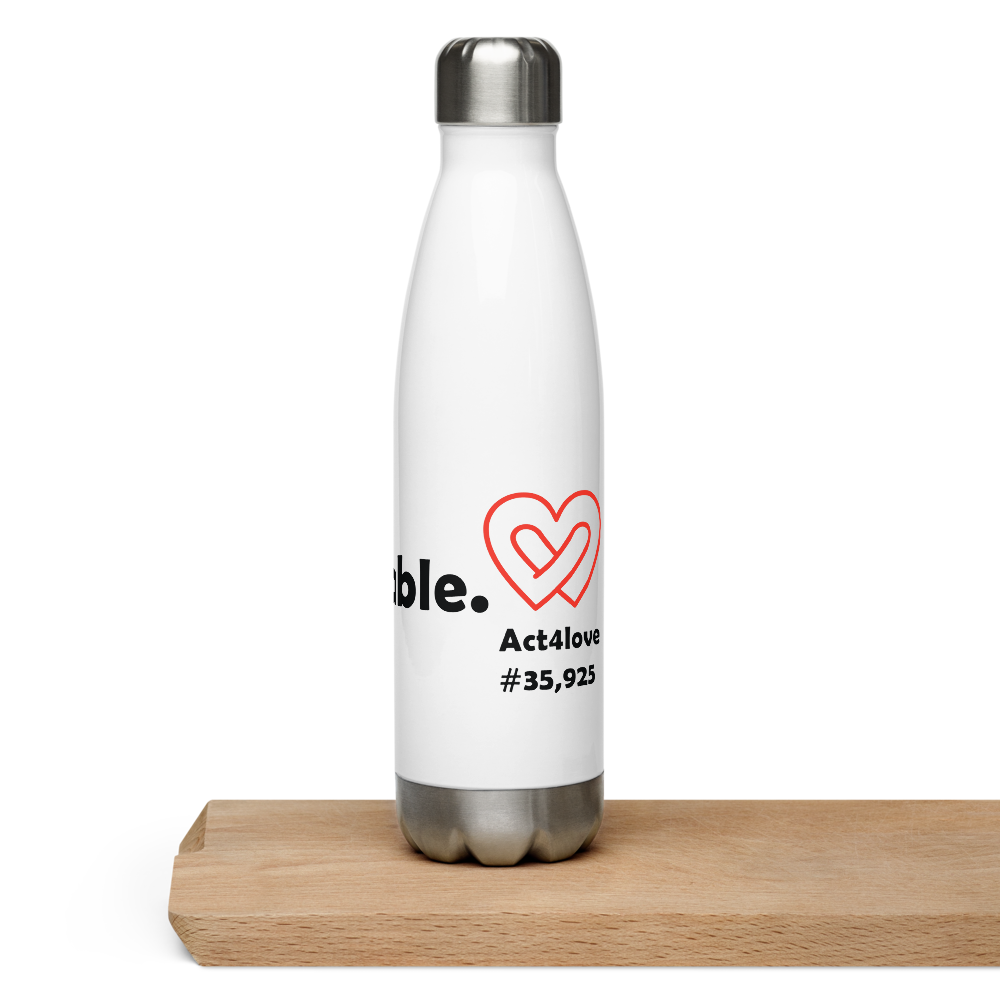 Act4love™ Uplifting Stainless Steel Water Bottle – White - Limited Edition