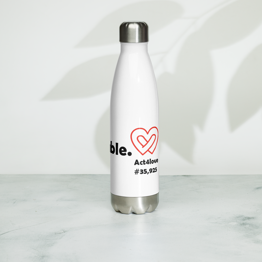 Act4love™ Uplifting Stainless Steel Water Bottle – White - Limited Edition