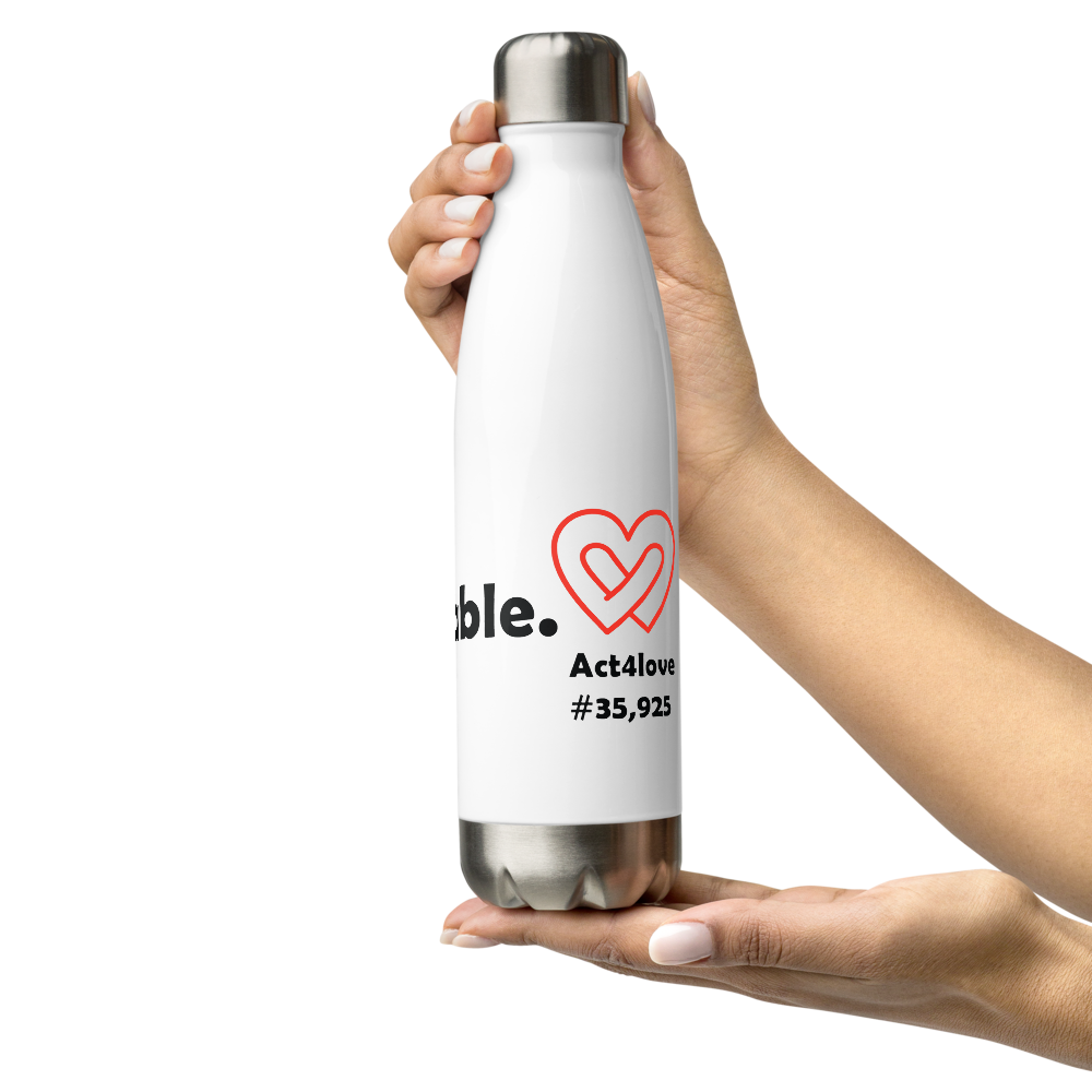 Act4love™ Uplifting Stainless Steel Water Bottle – White - Limited Edition
