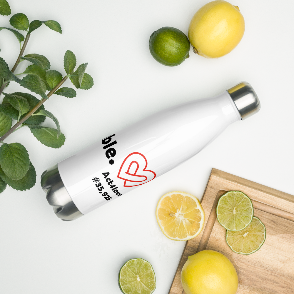 Act4love™ Uplifting Stainless Steel Water Bottle – White - Limited Edition