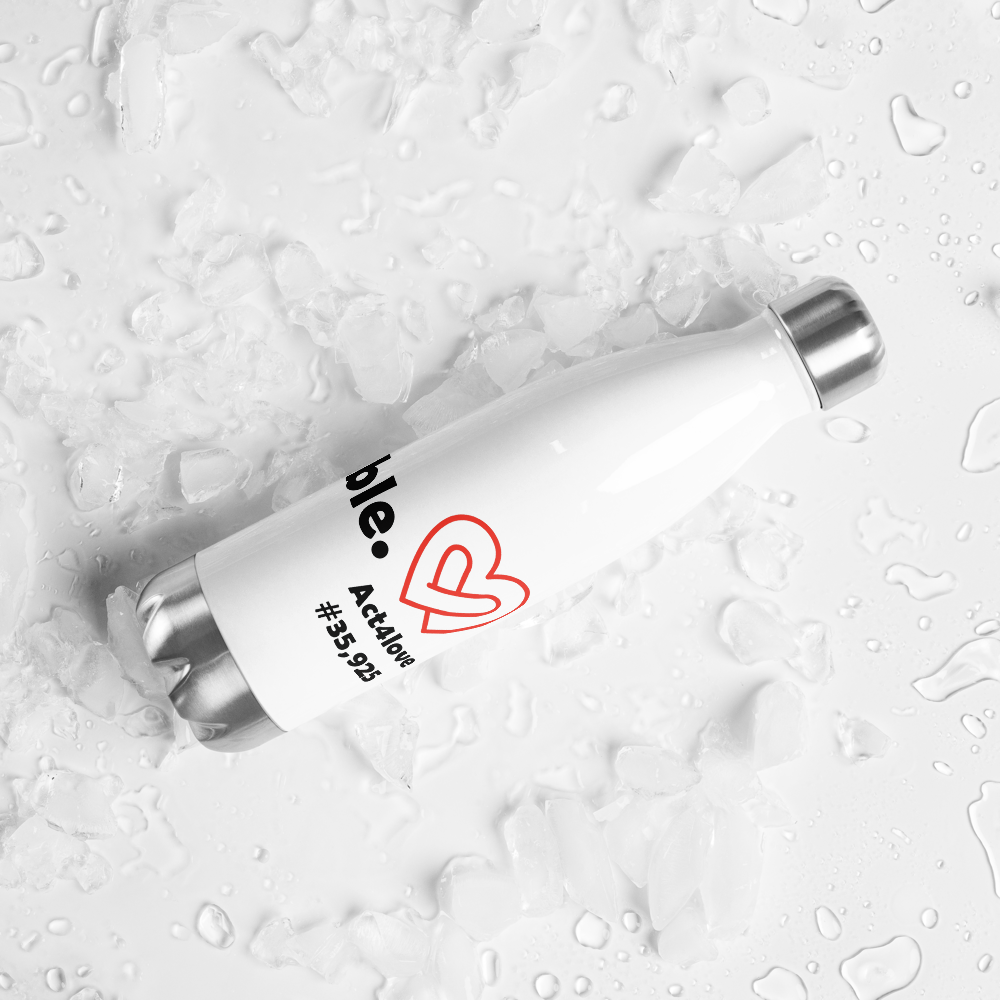 Act4love™ Uplifting Stainless Steel Water Bottle – White - Limited Edition