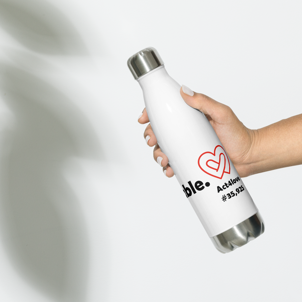 Act4love™ Uplifting Stainless Steel Water Bottle – White - Limited Edition