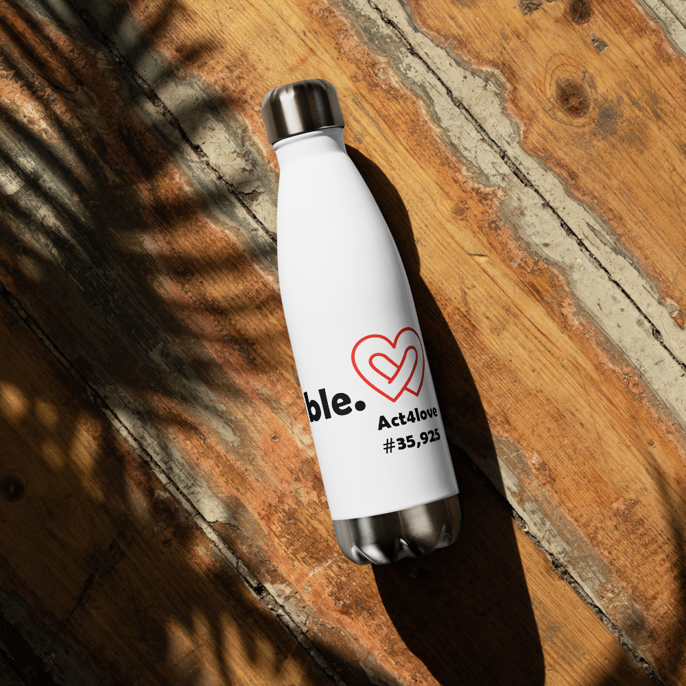Act4love™ Uplifting Stainless Steel Water Bottle – White - Limited Edition