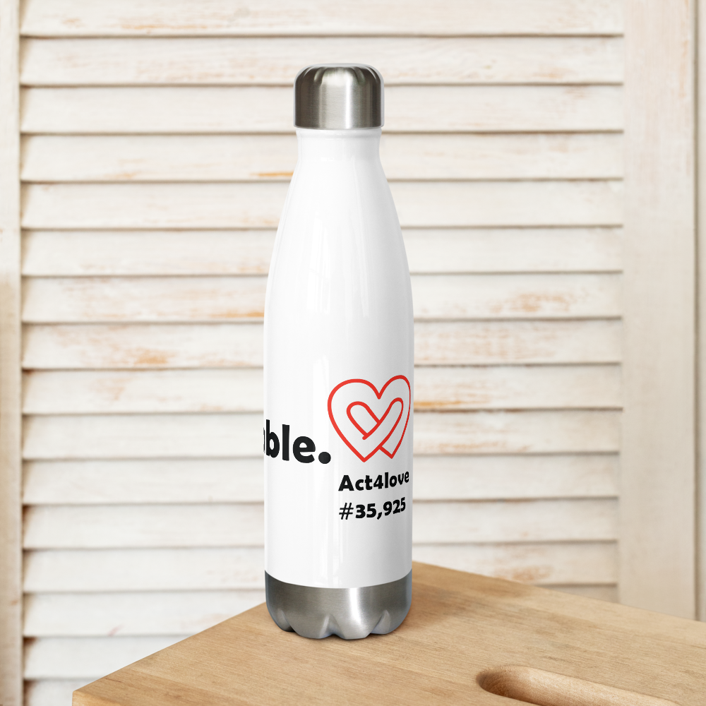 Act4love™ Uplifting Stainless Steel Water Bottle – White - Limited Edition
