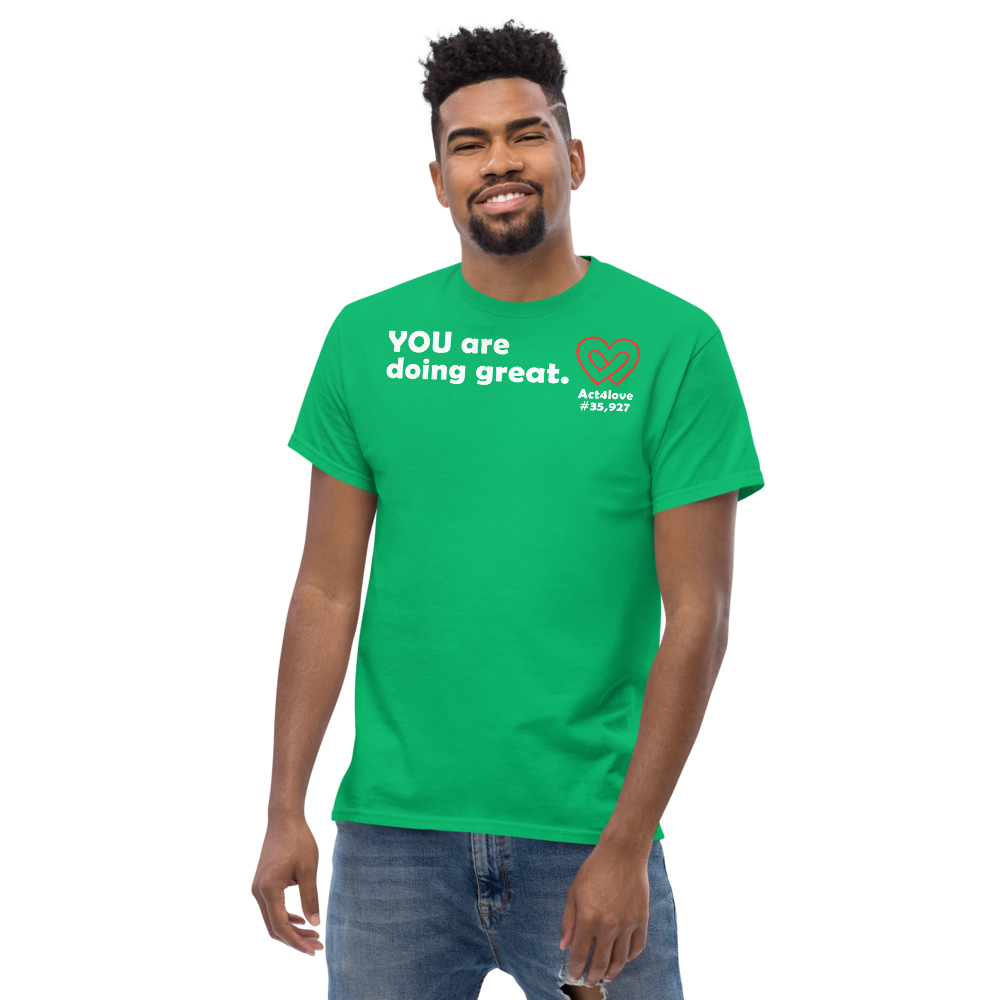 ACT4LOVE™ Uplifting Men Relaxed T-Shirt – White Text (Limited Edition)