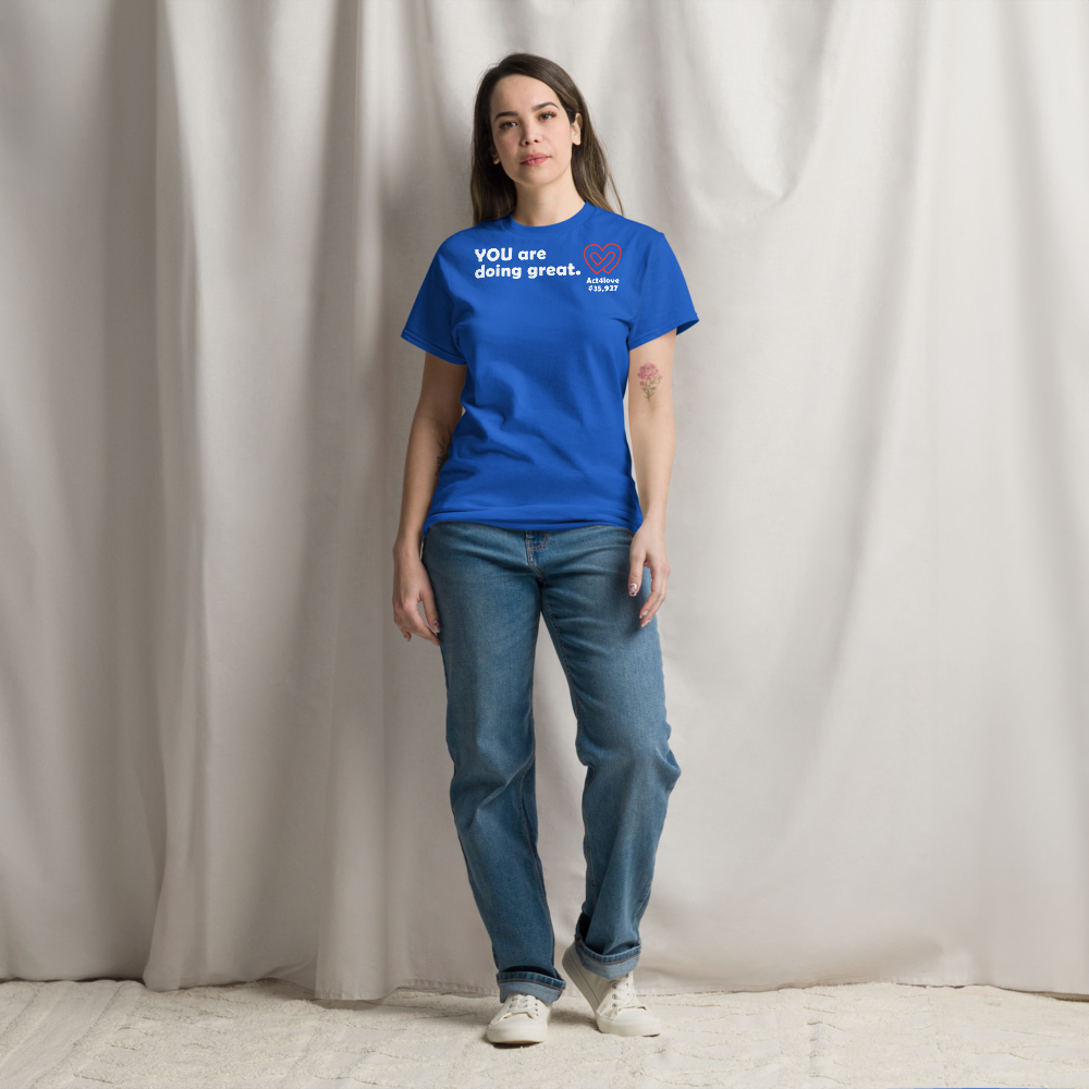 ACT4LOVE™ Uplifting Women Relaxed T-Shirt – White Text (Limited Edition)