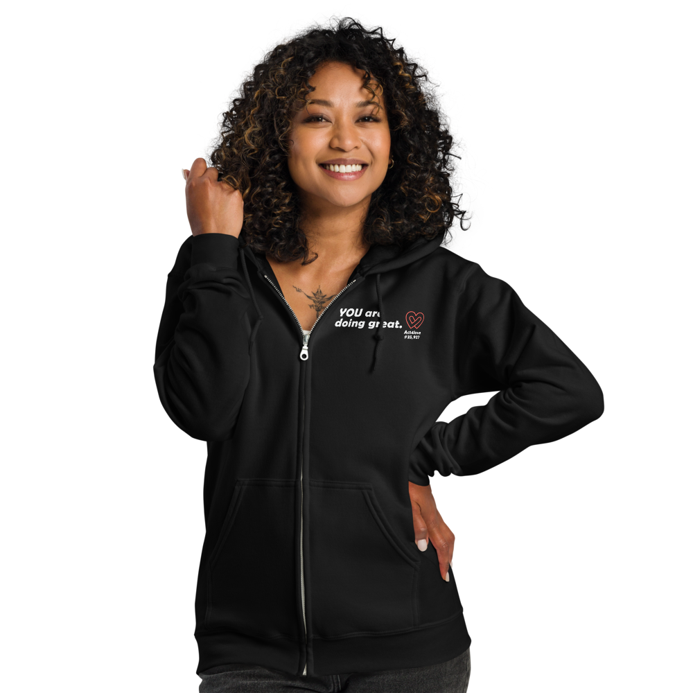 Act4love™ Uplifting Women Zip Hoodie – White Text (Limited Edition)