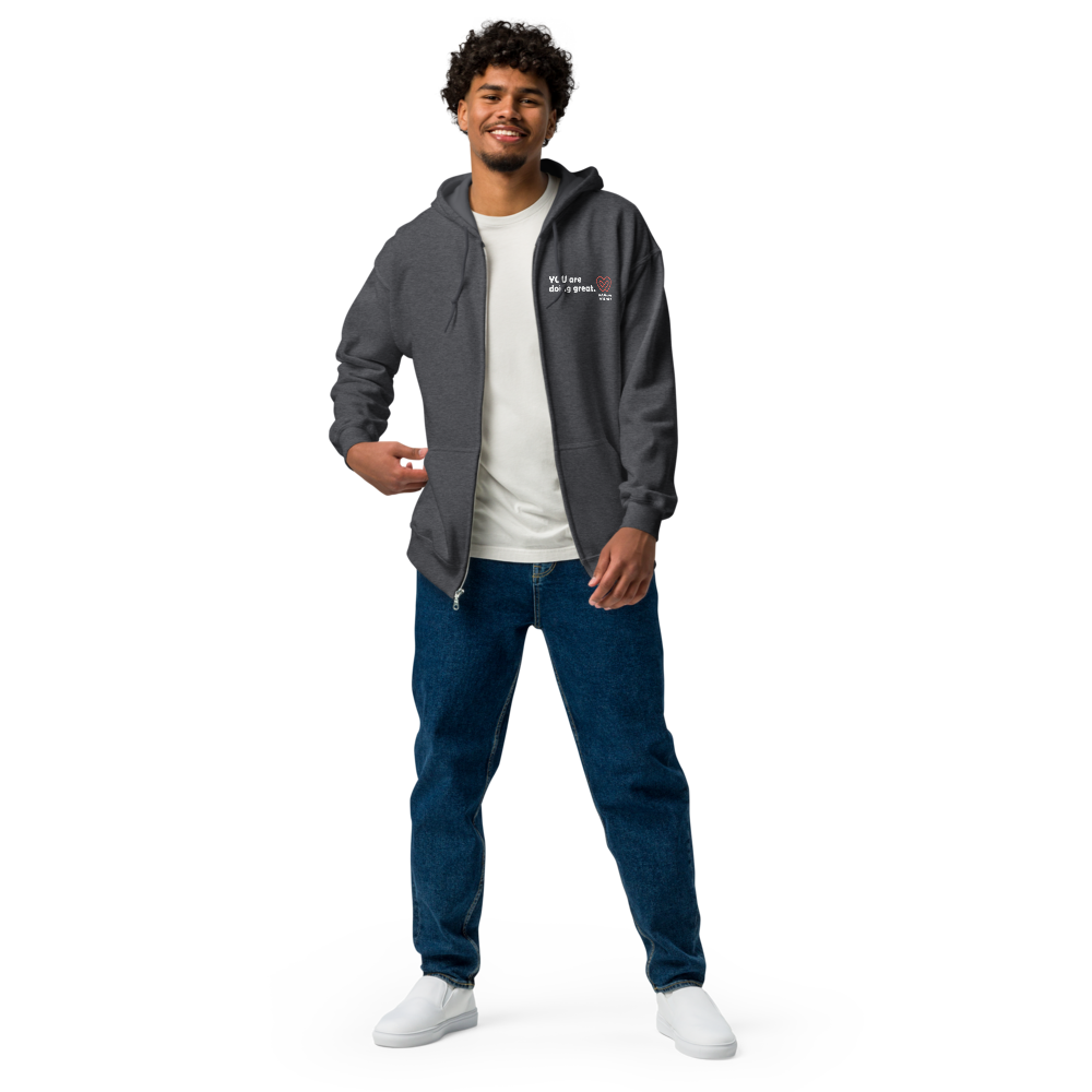 Act4love™ Uplifting Men Zip Hoodie – White Text (Limited Edition)