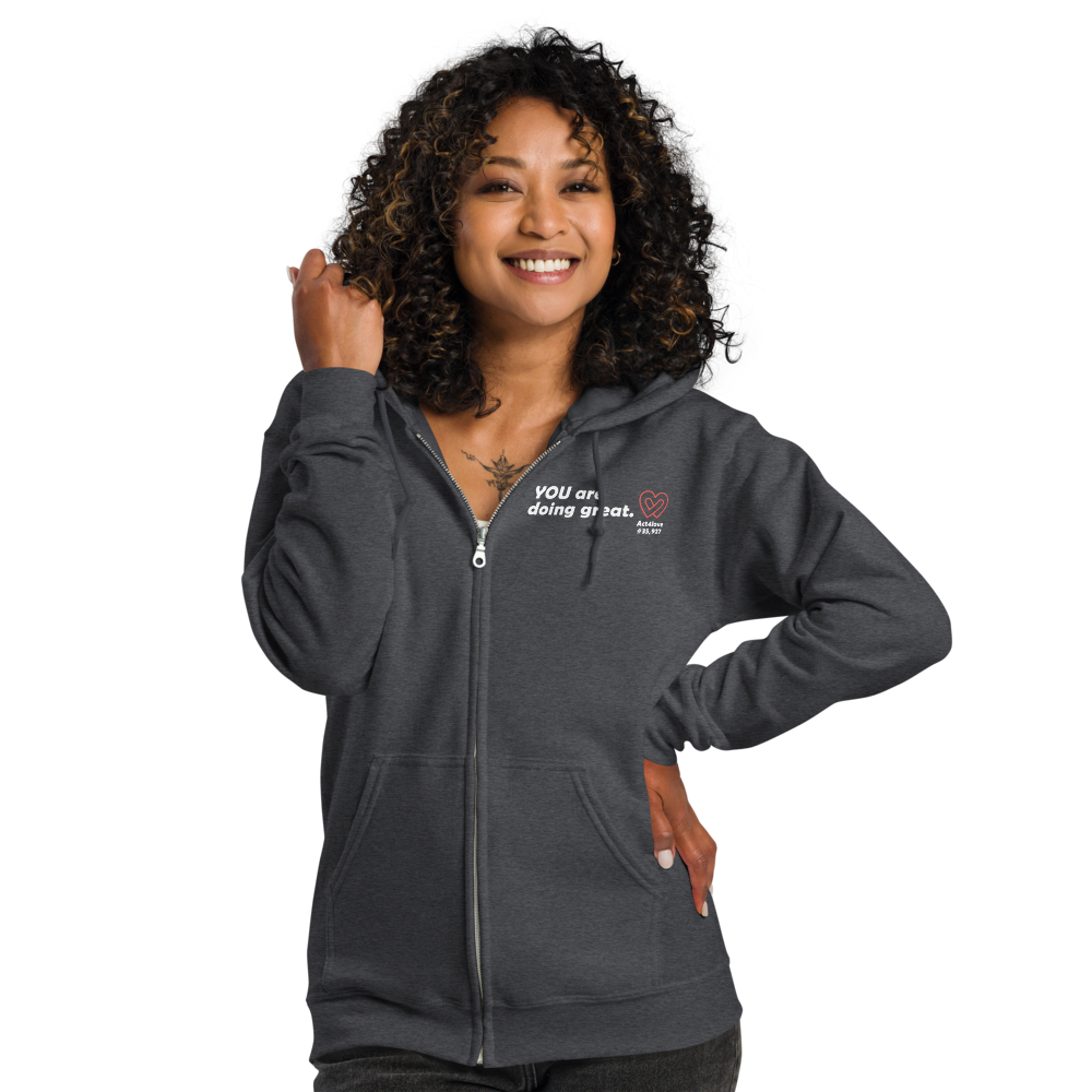 Act4love™ Uplifting Women Zip Hoodie – White Text (Limited Edition)