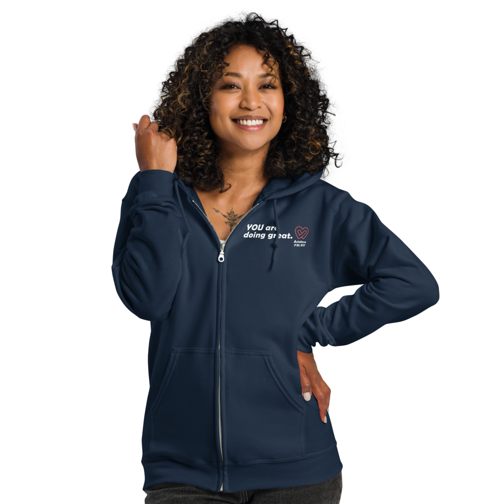 Act4love™ Uplifting Women Zip Hoodie – White Text (Limited Edition)