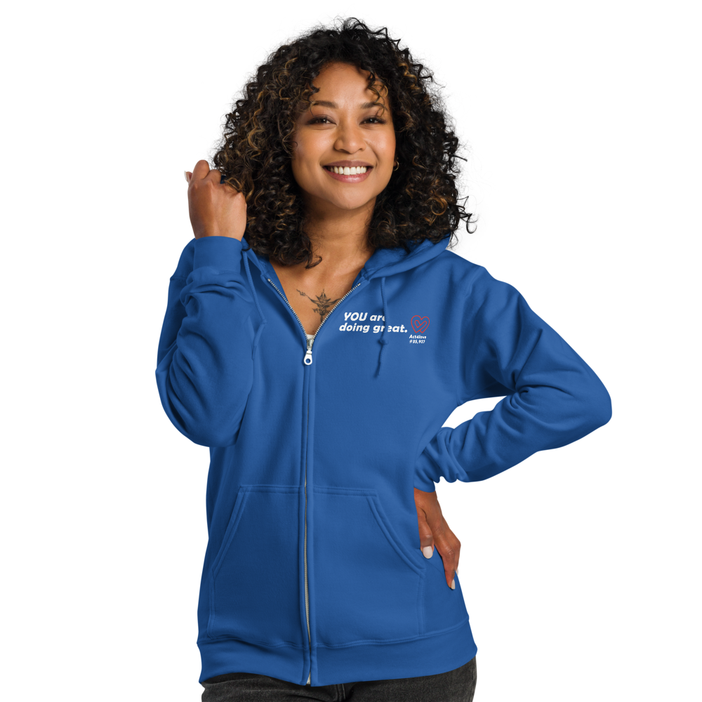 Act4love™ Uplifting Women Zip Hoodie – White Text (Limited Edition)