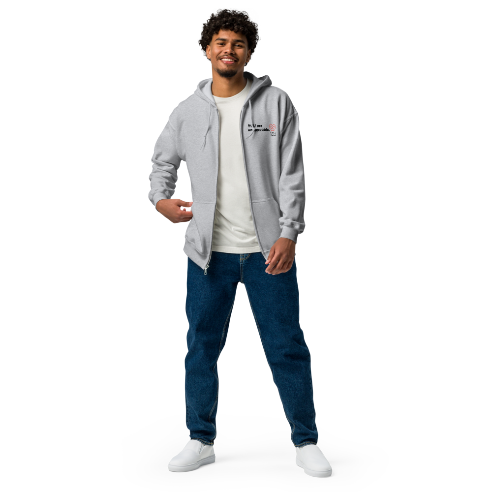 Act4love™ Uplifting Men Zip Hoodie – Black Text (Limited Edition)