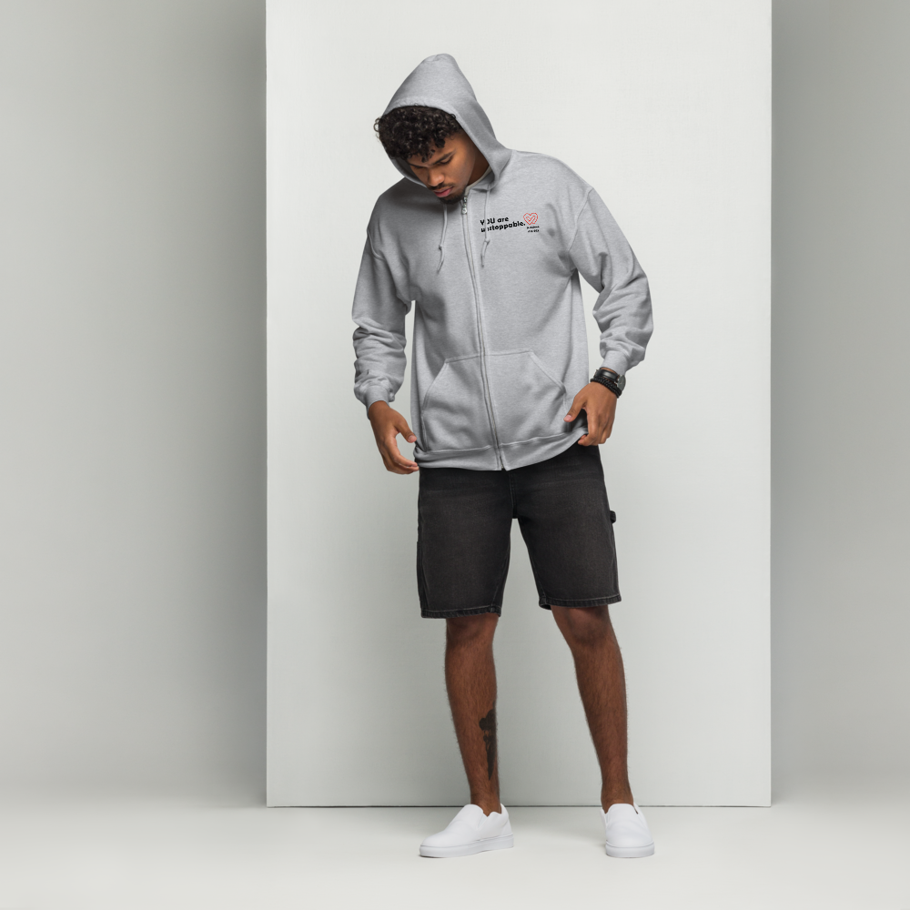 Act4love™ Uplifting Men Zip Hoodie – Black Text (Limited Edition)