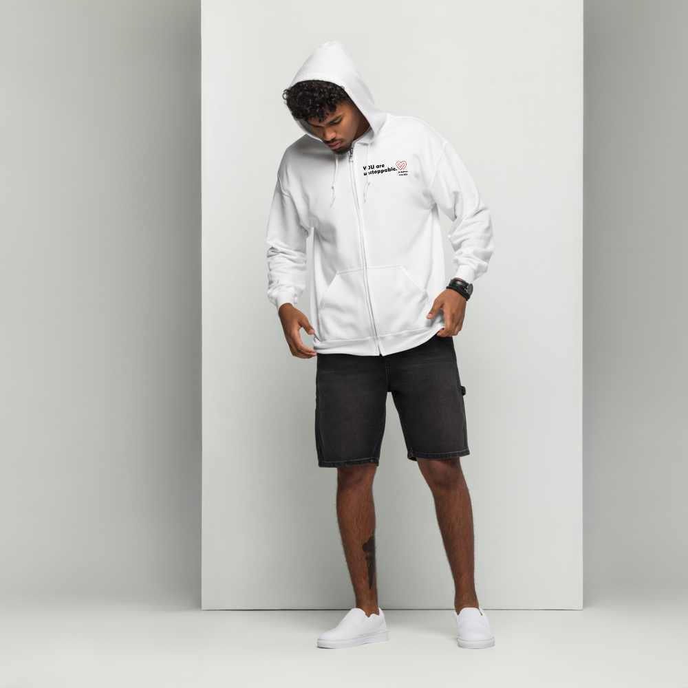 Act4love™ Uplifting Men Zip Hoodie – Black Text (Limited Edition)