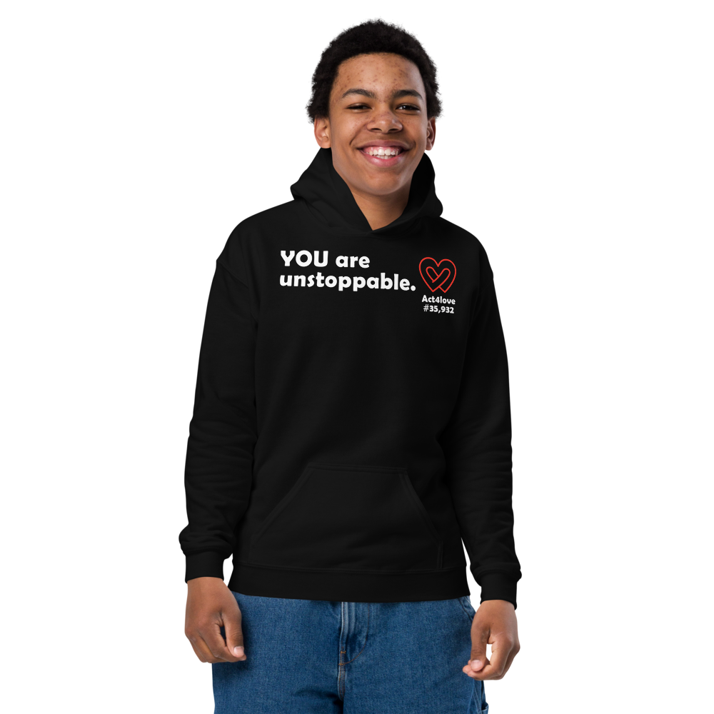 Act4love™ Uplifting Youth Heavy Blend Hoodie – White Text (Limited Edition)