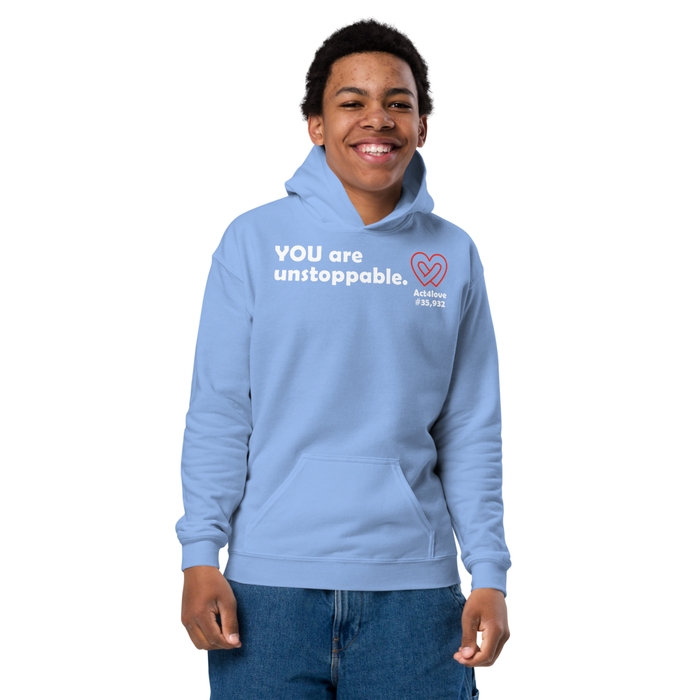 Act4love™ Uplifting Youth Heavy Blend Hoodie – White Text (Limited Edition)
