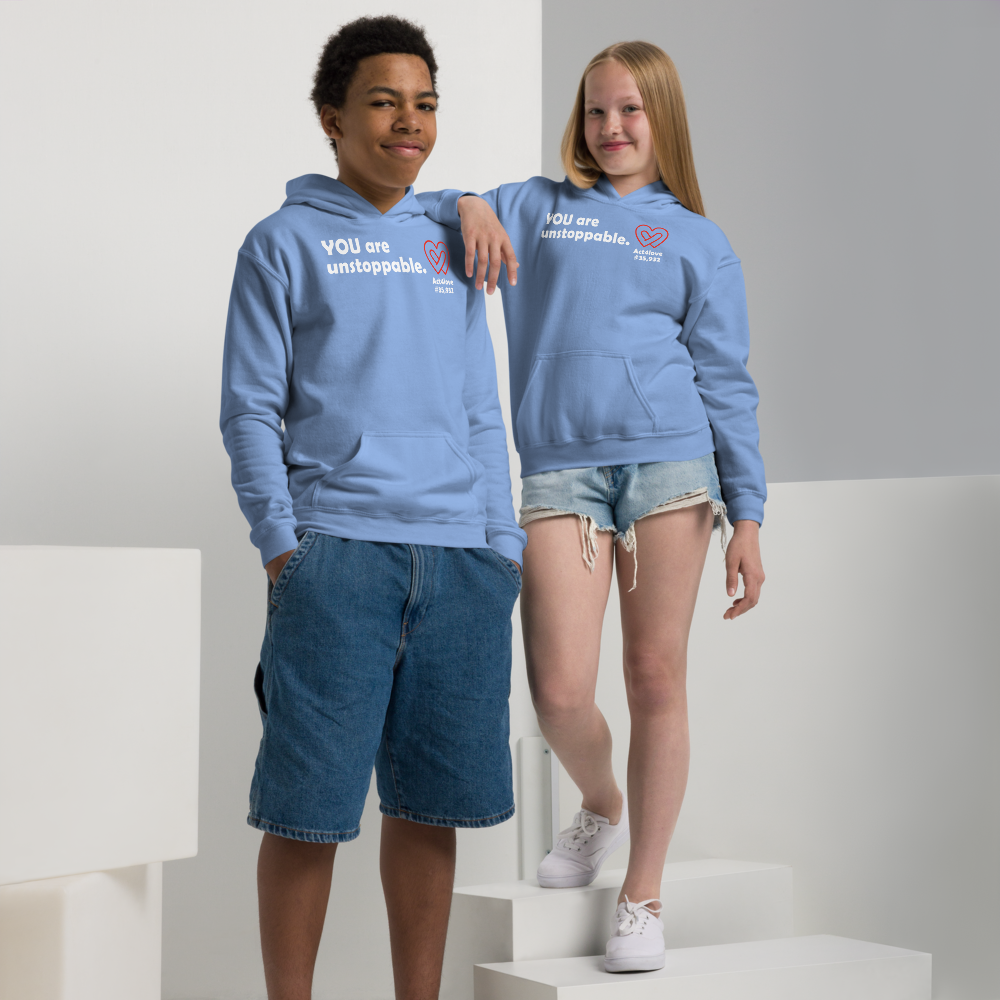 Act4love™ Uplifting Youth Heavy Blend Hoodie – White Text (Limited Edition)