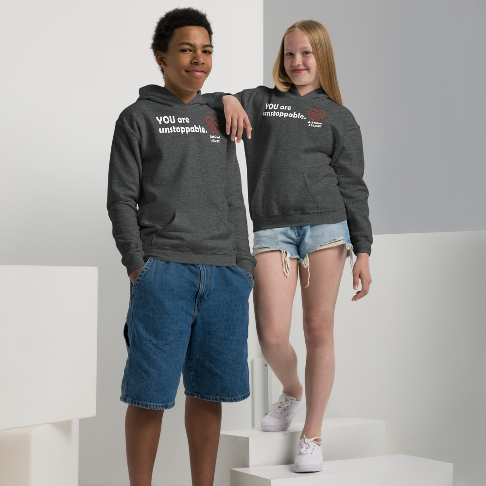 Act4love™ Uplifting Youth Heavy Blend Hoodie – White Text (Limited Edition)