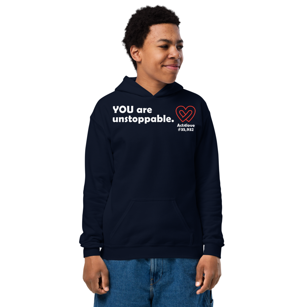 Act4love™ Uplifting Youth Heavy Blend Hoodie – White Text (Limited Edition)