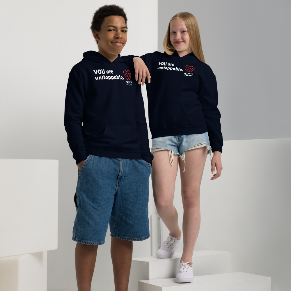Act4love™ Uplifting Youth Heavy Blend Hoodie – White Text (Limited Edition)