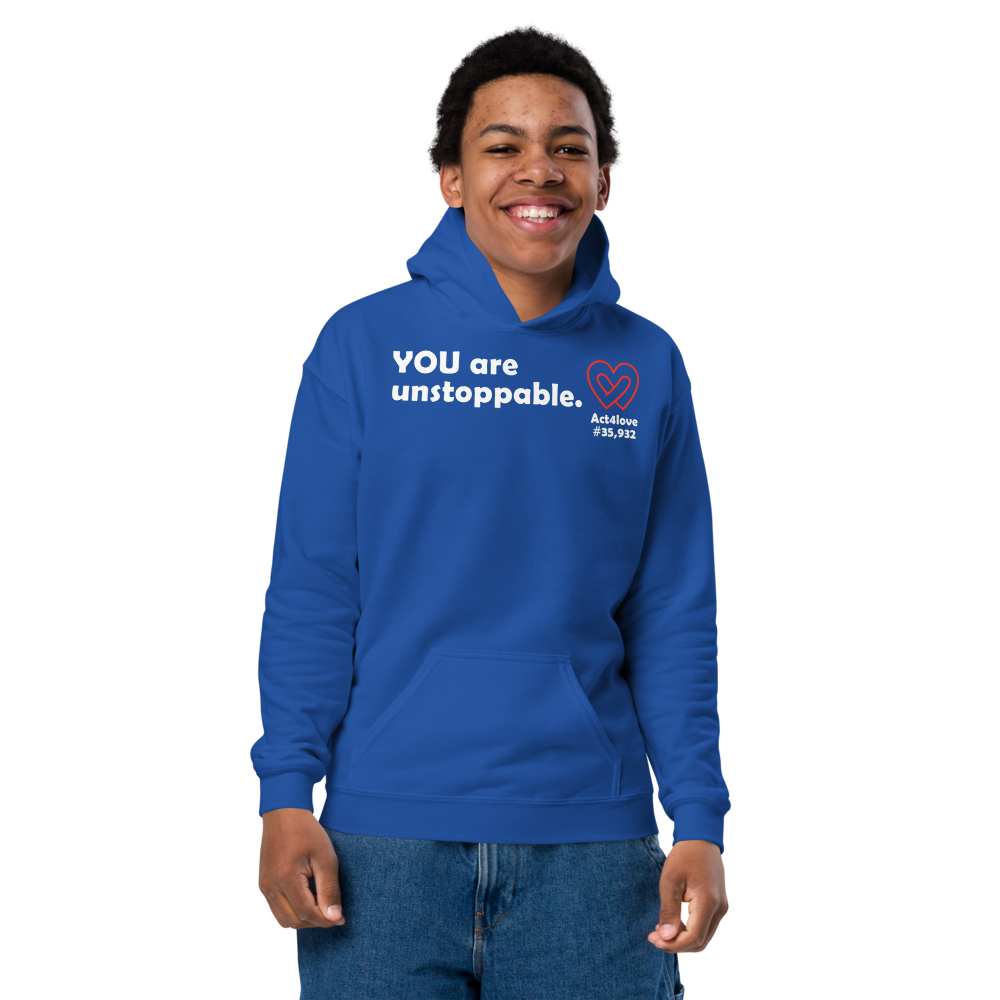 Act4love™ Uplifting Youth Heavy Blend Hoodie – White Text (Limited Edition)