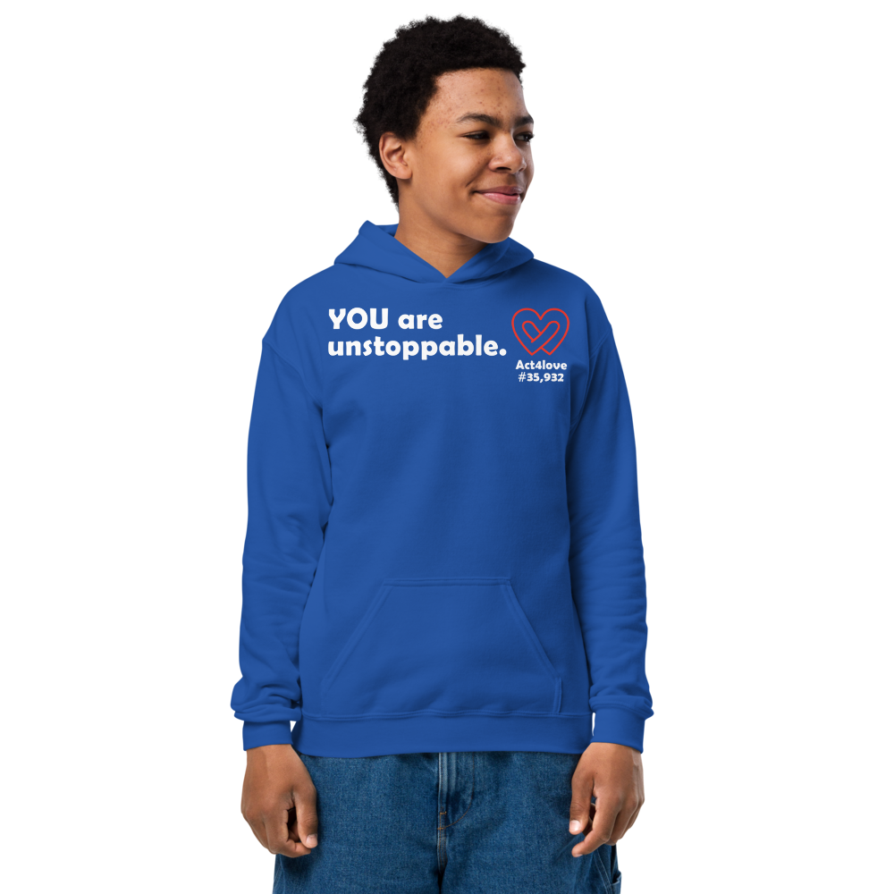 Act4love™ Uplifting Youth Heavy Blend Hoodie – White Text (Limited Edition)