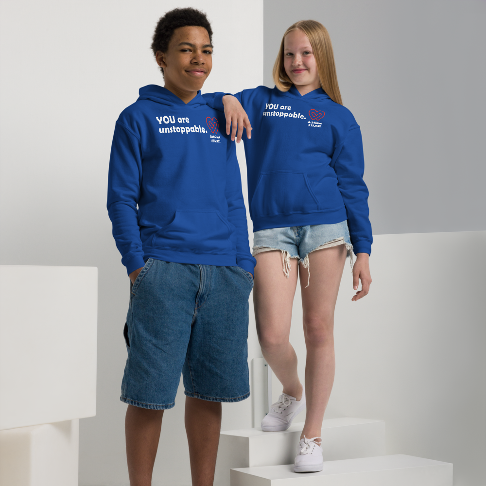 Act4love™ Uplifting Youth Heavy Blend Hoodie – White Text (Limited Edition)