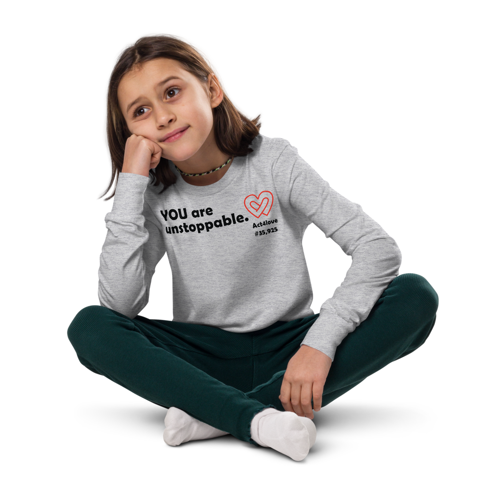 Act4love™ Uplifting Kid Long Sleeve Tee – Black Text (Limited Edition)