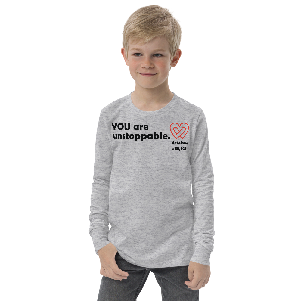 Act4love™ Uplifting Kid Long Sleeve Tee – Black Text (Limited Edition)