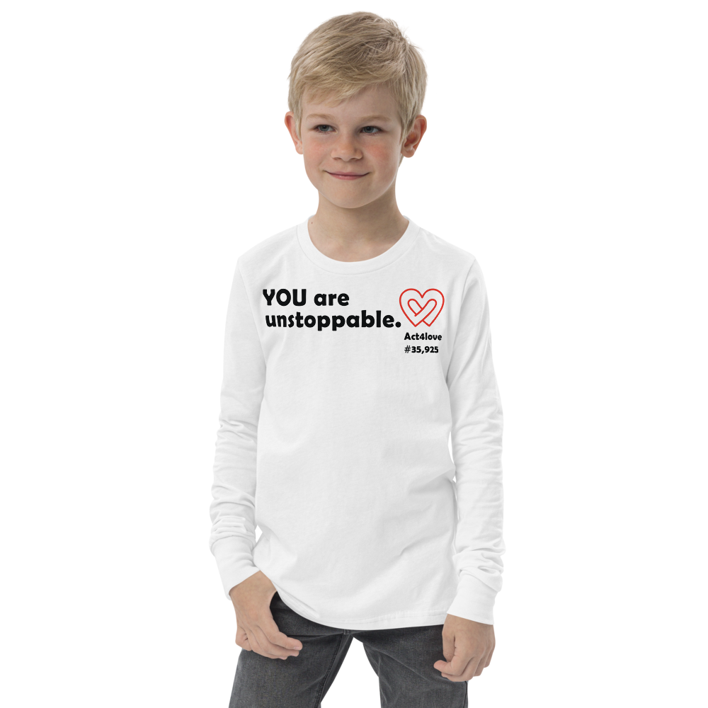 Act4love™ Uplifting Kid Long Sleeve Tee – Black Text (Limited Edition)