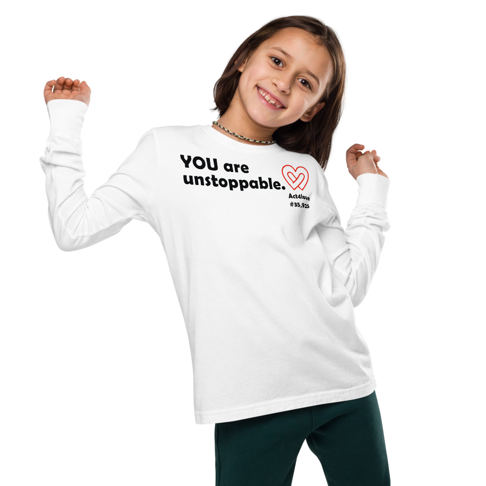 Act4love™ Uplifting Kid Long Sleeve Tee – Black Text (Limited Edition)