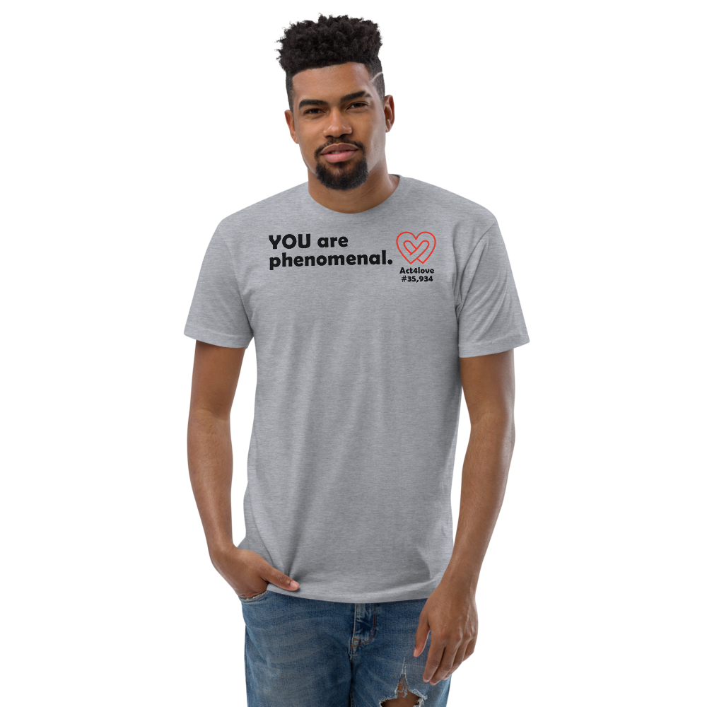 Act4love™ Uplifting Men's Fit T-Shirt – Black Text Print (Limited Edition)