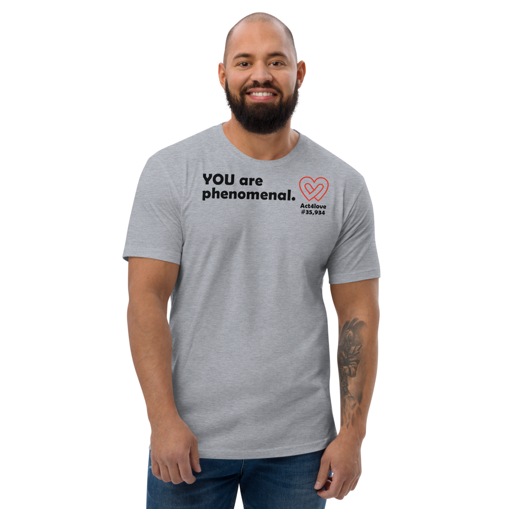 Act4love™ Uplifting Men's Fit T-Shirt – Black Text Print (Limited Edition)