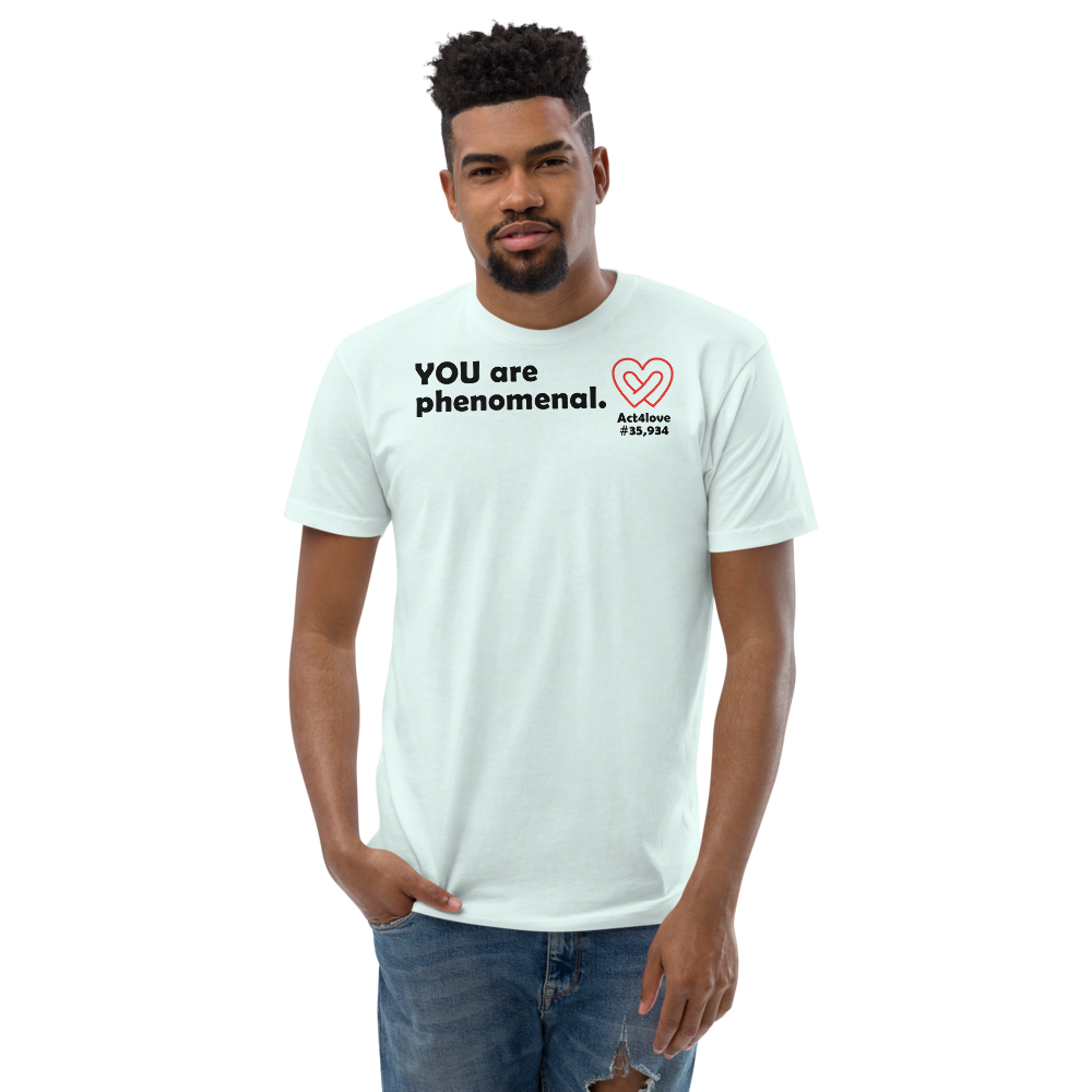 Act4love™ Uplifting Men's Fit T-Shirt – Black Text Print (Limited Edition)