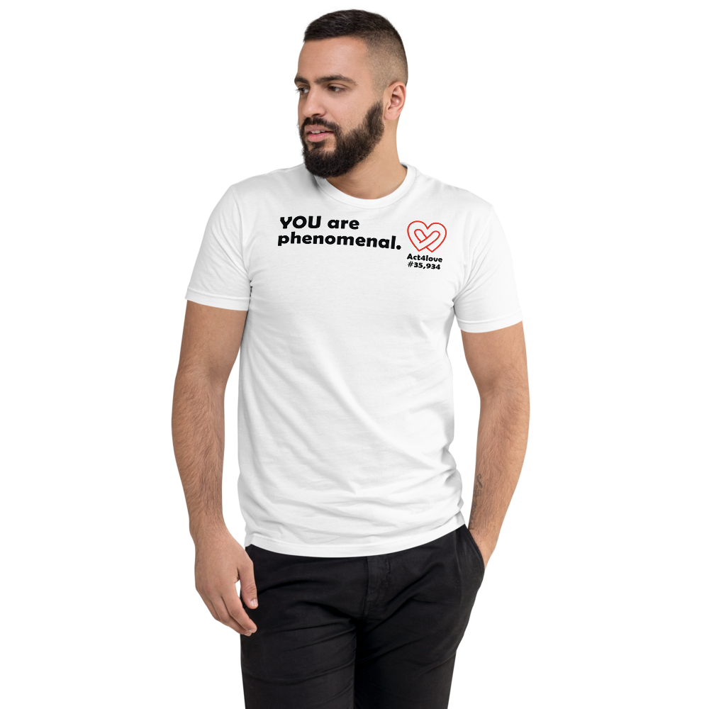 Act4love™ Uplifting Men's Fit T-Shirt – Black Text Print (Limited Edition)