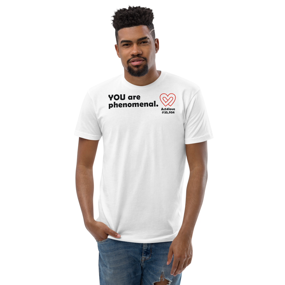 Act4love™ Uplifting Men's Fit T-Shirt – Black Text Print (Limited Edition)