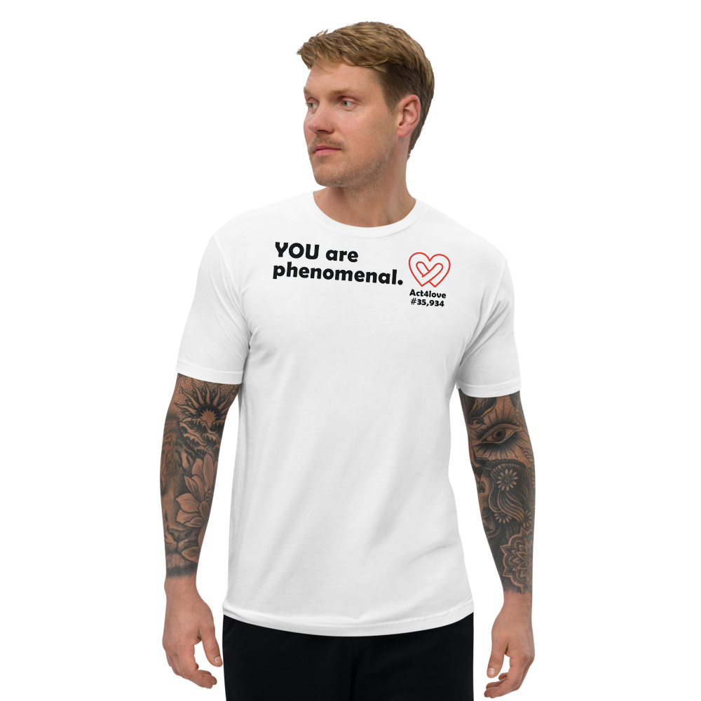 Act4love™ Uplifting Men's Fit T-Shirt – Black Text Print (Limited Edition)