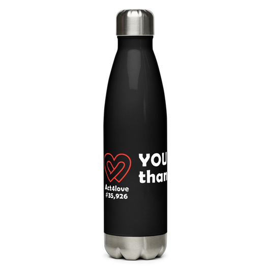 Act4love™ Uplifting Stainless Steel Water Bottle color Black – Limited Edition