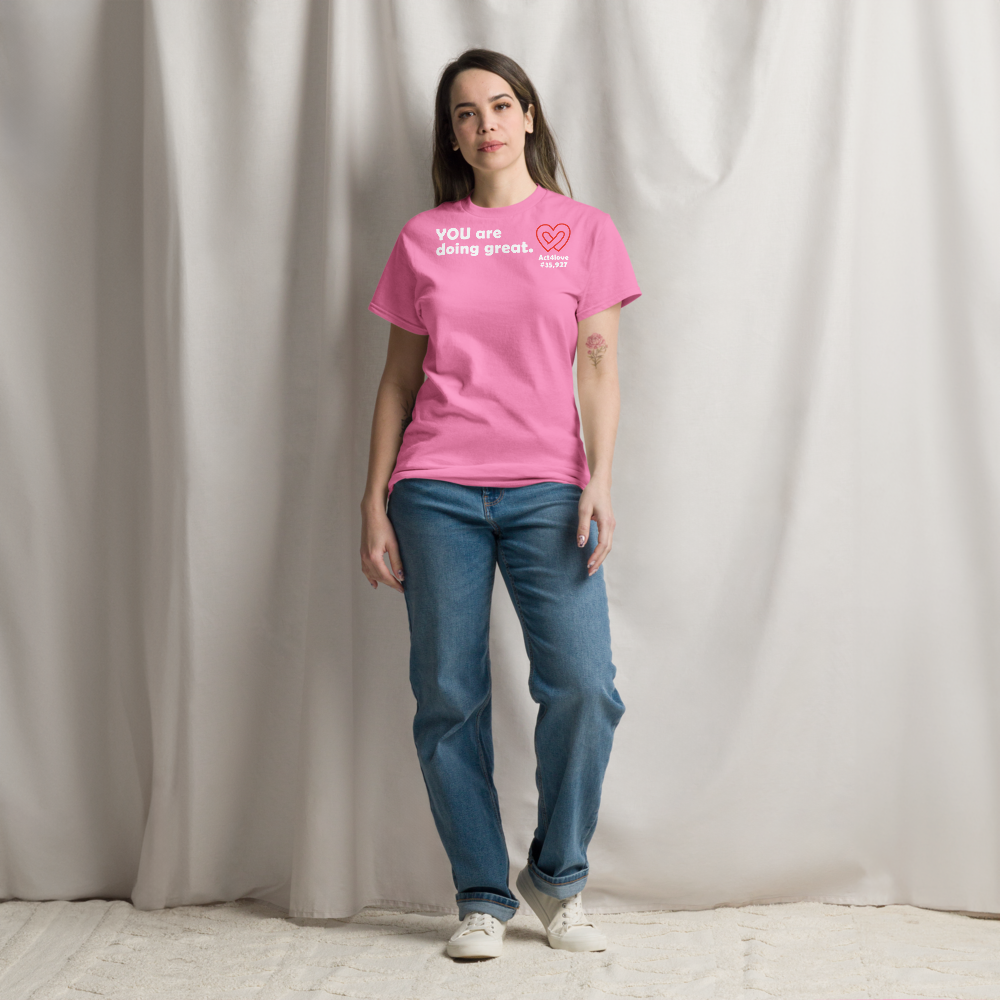 ACT4LOVE™ Uplifting Women Relaxed T-Shirt – White Text (Limited Edition)