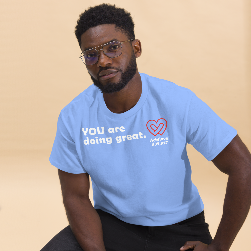 ACT4LOVE™ Uplifting Men Relaxed T-Shirt – White Text (Limited Edition)